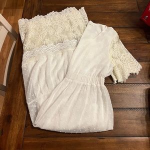 Ivory Maxi Dress with Lace Trim Size - Large BaeVely *NWOT* Wedding Dress